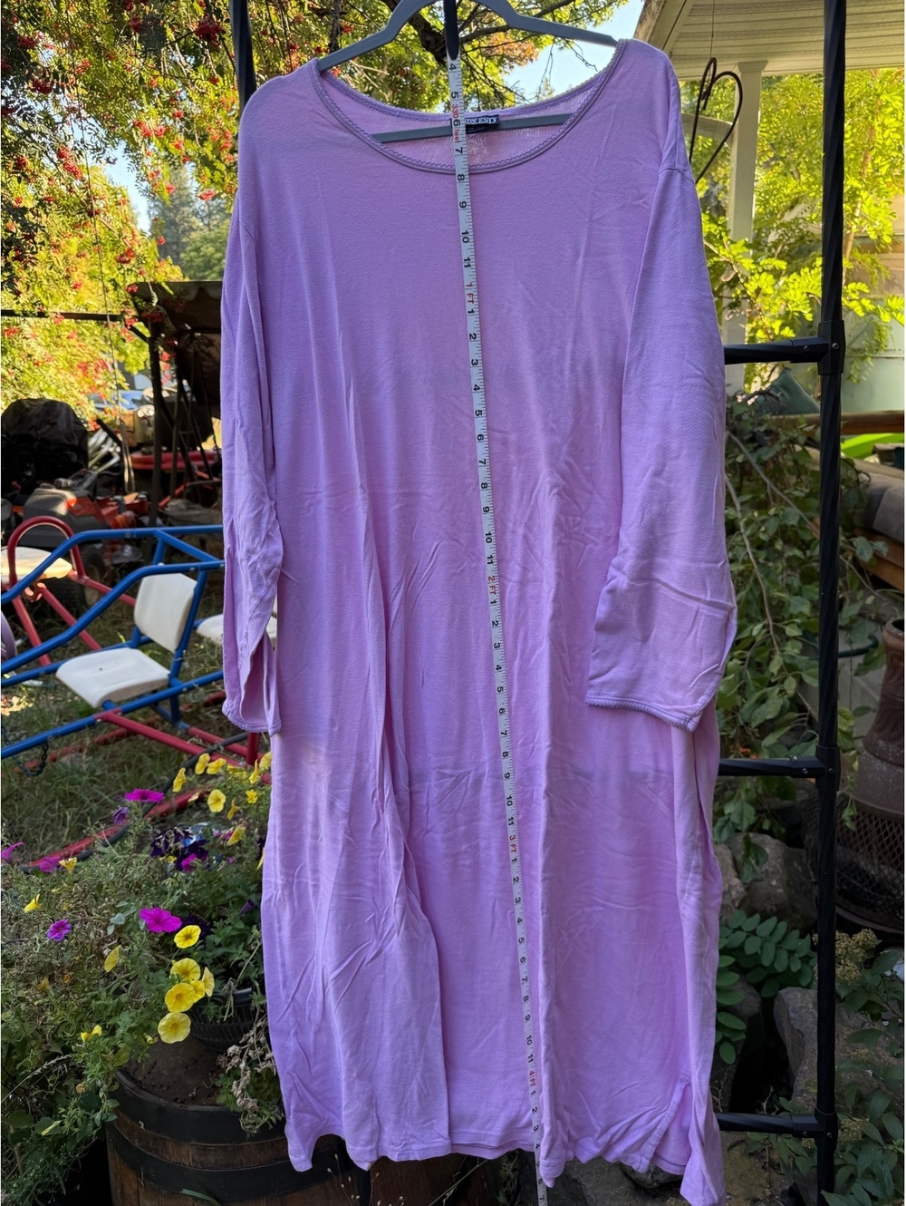 Lands' End Women's Plus Size 3X Long Sleeve Nightgown in Lig